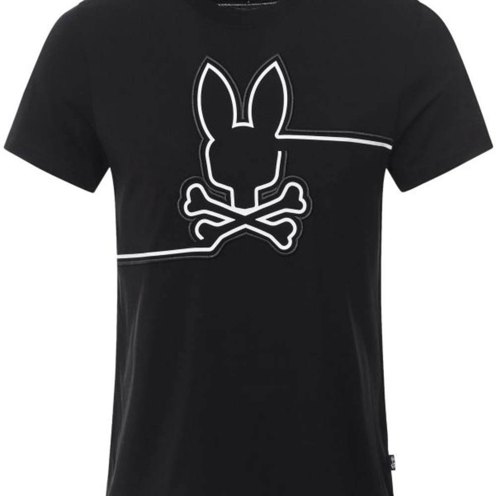 Psycho Bunny Black T-Shirt with White Outline Design NWOT - Picture 3 of 10